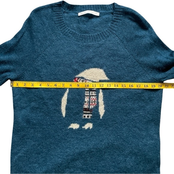 Woolrich Crewneck Sweater Pullover Wool Mohair Teal Blue Penguin Sz Lg - Picture 9 of 11